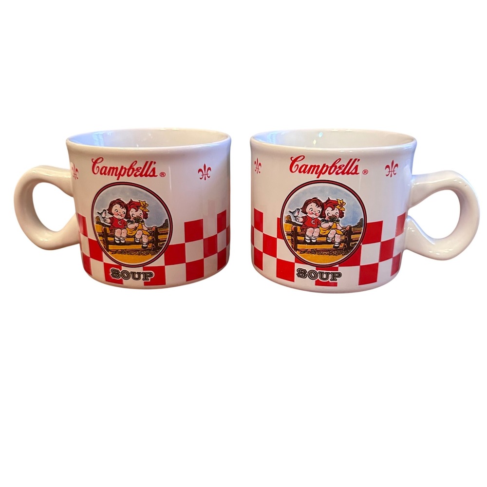 Campbell's Soup Mugs Set of 2 Red Excellent Vintage 2000s Kids Graphic